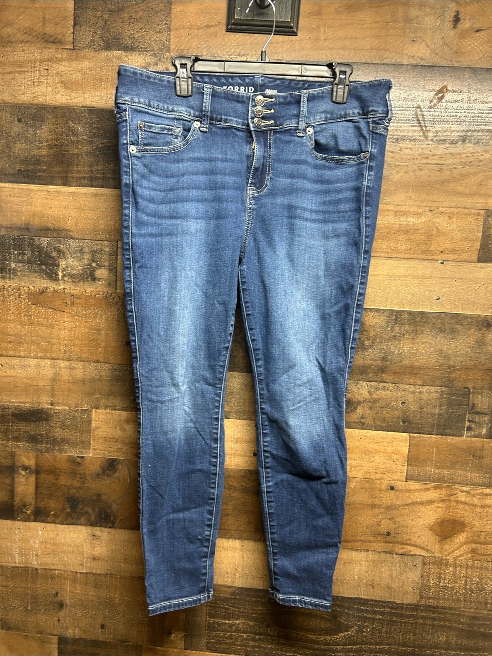 torrid Mid-Rise Triple-Button Skinny Jeans - Blue